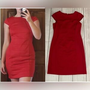 STUDIO ONE Women’s Red Work Dress with Cap Sleeves